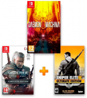 ИгроПак для Nintendo Switch: Ведьмак 3: Дикая охота. Полное издание + Sniper Elite 3 Ultimate Edition + DAEMON X MACHINA: Prototype Missions