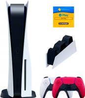 Sony PlayStation 5 (PS5, CN) + 2-й геймпад (космический красный) + зарядная станция + PlayStation Plus Extra + EA Play на 1 год (Турецкая) + флешка