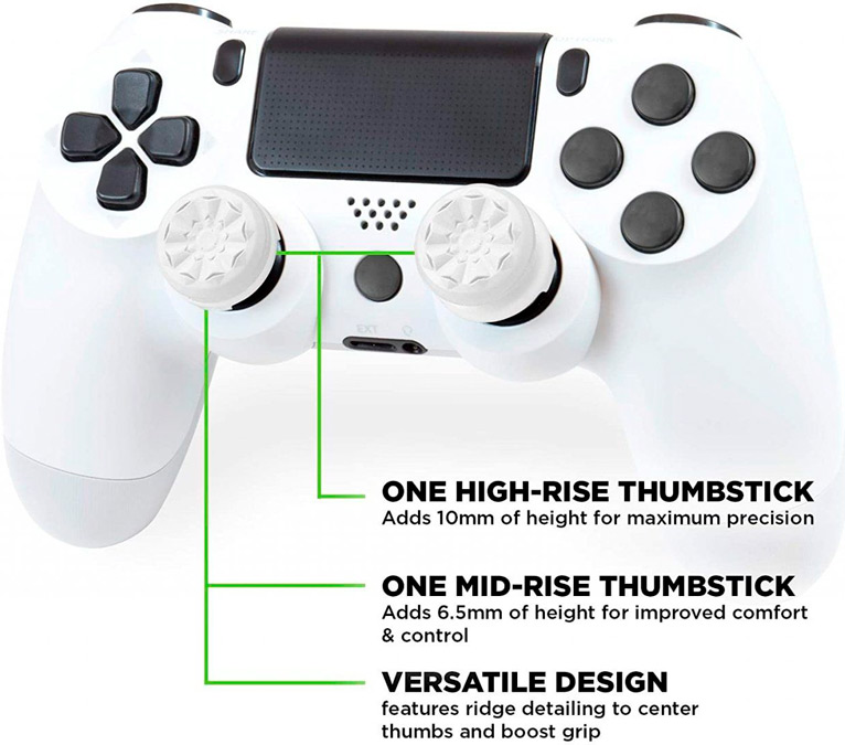 1 высокая + 1 средняя накладка на стики KontrolFreek Grips FPS Freek Galaxy для геймпадов DualShock PS4 и DualSense PS5 (белый)