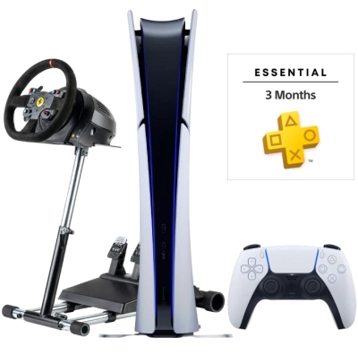 Sony PlayStation 5 Slim Digital (PS5 Slim, EU) + Руль Thrustmaster T300 Ferrari + стойка для руля Wheel Stand Pro + PlayStation Plus Essential на 3 месяца (Турецкая)