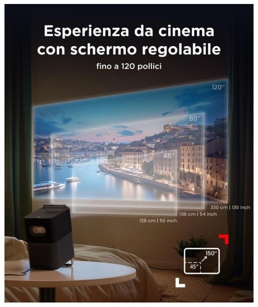 (EU) Проектор TCL C1 портативный (Full HD, 230 люмен, LED, Google TV), Белый