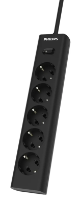 Сетевой фильтр Philips, 5 розеток, 2 м, Чёрный, CHP2155BA/51