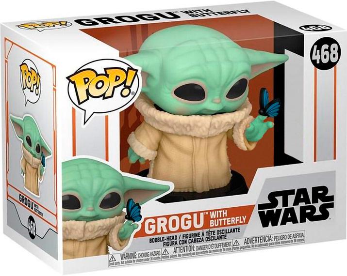 Фигурка Funko POP! Bobble: Star Wars: Mandalorian: Grogu with Butterfly Эксклюзив (54529)