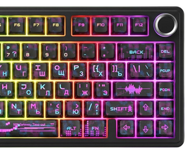 Клавиатура AULA F75 Neonight Cotton Candy бесшумные свитчи РУС, Чёрная