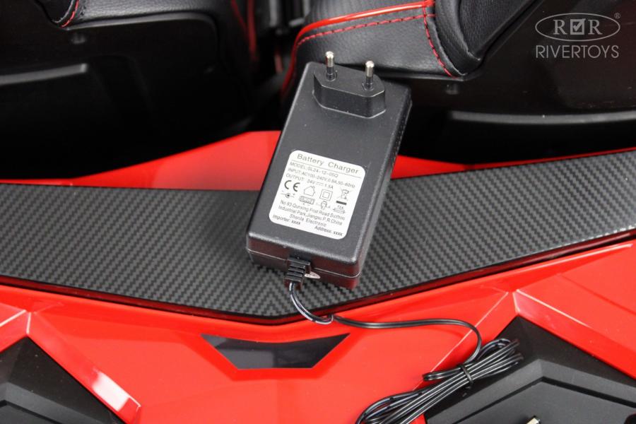 Детский электромобиль RiverToys Lamborghini Aventador SV (M777MM) красный