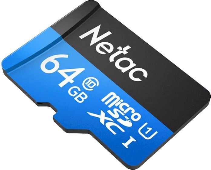 Карта памяти MicroSD 64GB Netac P500 Standard Class 10 UHS-I (90 Mb/s) + SD адаптер