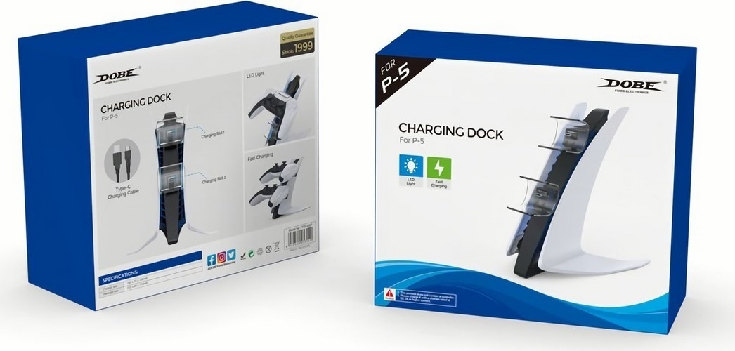 Вертикальная зарядная станция DOBE для 2-х геймпадов Sony Dualsense (TP5-0557)
