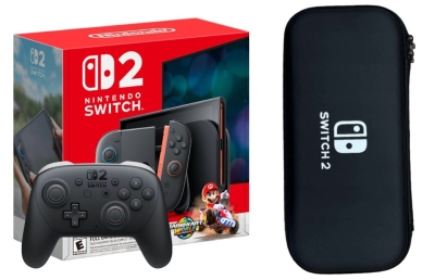 Игровая приставка Nintendo Switch 2 Mario Kart World Bundle 256 GB + Защитный чехол DOBE (черный) + Геймпад Nintendo Switch 2 Pro Controller