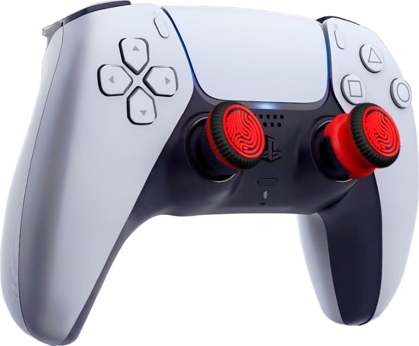 2 низкие + 1 высокая накладки на стики Fingerprint для DualSense PS5 (красные)