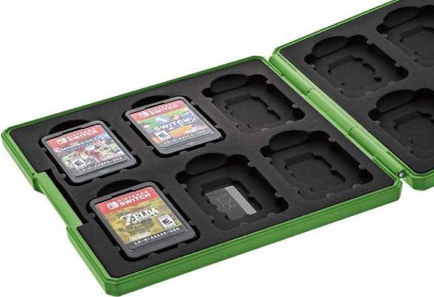 Кейс HORI на 12 игровых карт + 12 microSD Minecraft (зелёный) для Nintendo Switch