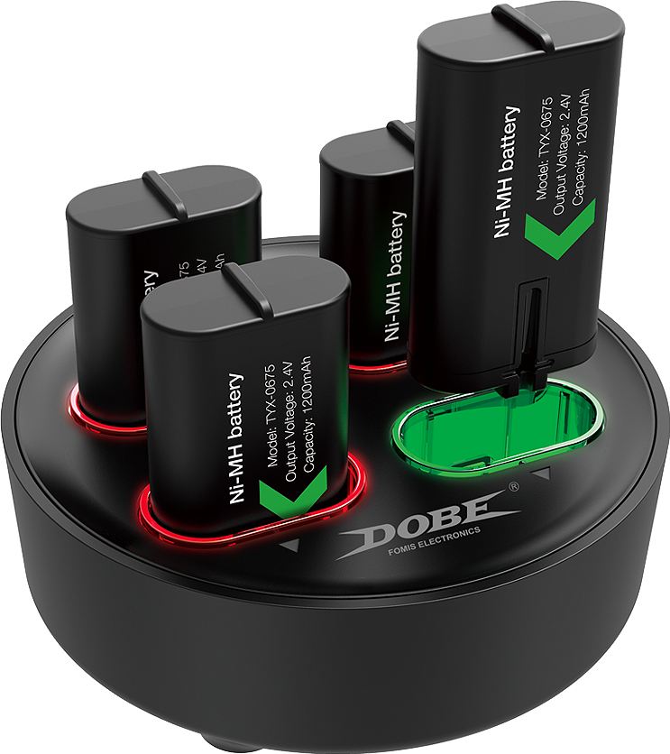 Аккумуляторные батареи (4 шт) с зарядной станицией DOBE для XBOX One/Series (черная) (TYX-0645S)