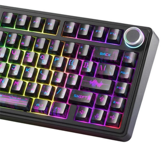 Клавиатура AULA F75 Neonight Cotton Candy бесшумные свитчи РУС, Чёрная