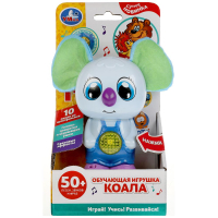 Обучающая коала 50 песен,звуков,фраз.текстильные ушки.свет.трещотка.кор.бат. Умка в кор.96шт HT641-R