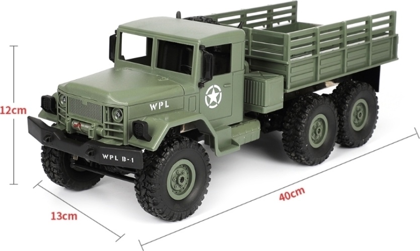 Радиоуправляемая модель WPL военный грузовик 6WD (1к16) KIT зеленый (B-16KM-G)