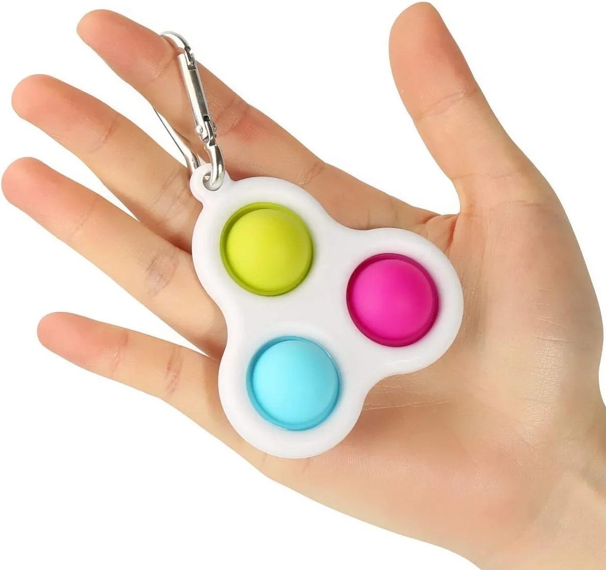 Брелок-игрушка Simple Dimple "Тройной" (белый) антистресс (тактильная, сенсорная)