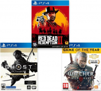 ИгроПак для PS4: Ведьмак 3: Дикая охота. Издание "Игра года" + RDR 2 + Призрак Цусимы Режиссёрская версия