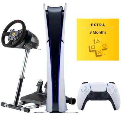 Sony PlayStation 5 Slim Digital (PS5 Slim, EU) + Руль Thrustmaster T300 Ferrari + стойка для руля Wheel Stand Pro + PlayStation Plus Extra на 3 месяца (Турецкая)