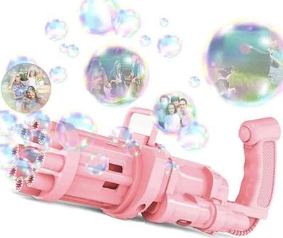 Генератор мыльных пузырей Gatling Electric Bubble Gun Миниган (розовый)