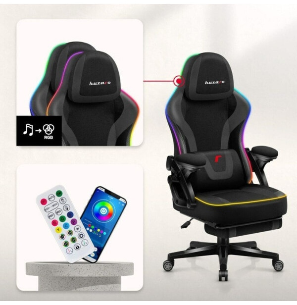 (EU) Игровое кресло Huzaro HZ-FORCE 4.6 RGB BLACK MESH, 276249402, Чёрное