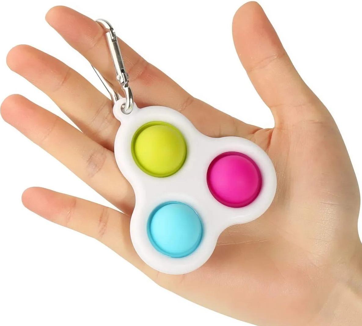 Брелок-игрушка Simple Dimple Тройной (синий металлик) антистресс (тактильная, сенсорная)