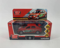 Машина металл RENAULT LOGAN ДОСТАВКА длина 12 см, двери, багаж, инерц, кор. Технопарк в кор.2*36шт LOGAN-12-PAP