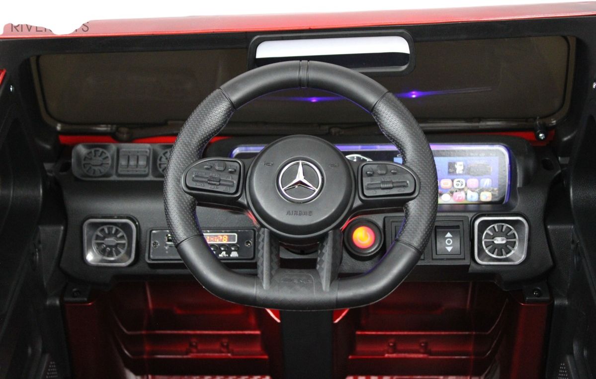 Детский электромобиль RiverToys Mercedes-Benz G63 (Mercedes-AMG-G63-K999KK-CHERRY-GLANEC) вишневый глянец