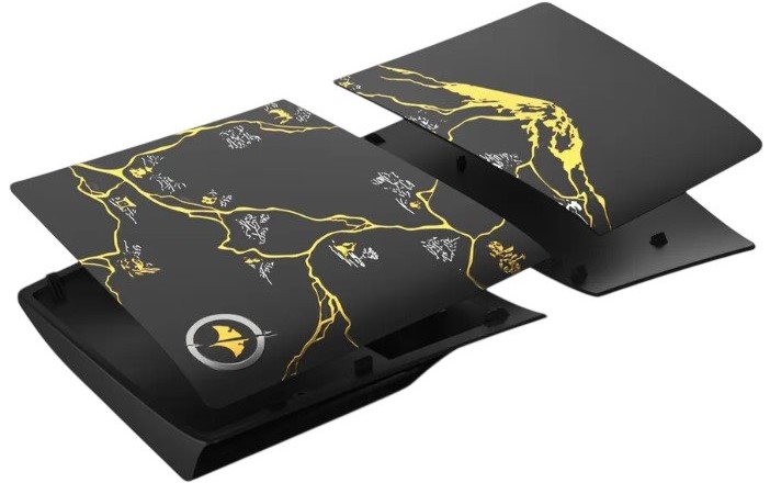 Боковые сменные панели для PS5 Pro с дисководом Ghost of Yotei Black Gold