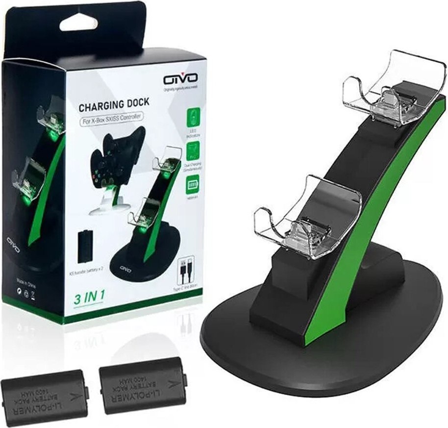 Зарядная станция OIVO для 2-х геймпадов Microsoft XBOX Series X|S  + 2 аккумулятора 1400 мА·ч (IV-BX305)