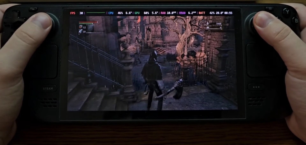 игровой процесс на steam deck в дороге портативный гейминг