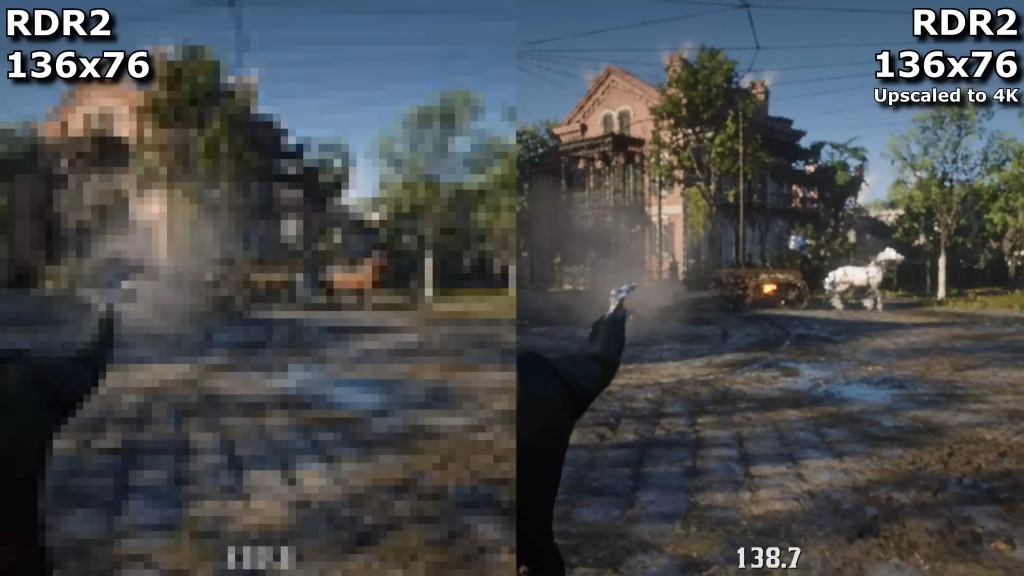 Принцип работы апскейлинга: низкое разрешение увеличивается алгоритмом до высокого