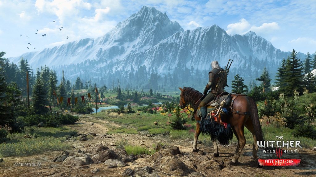 скриншот The Witcher 3 Геральт на фоне открытого мира