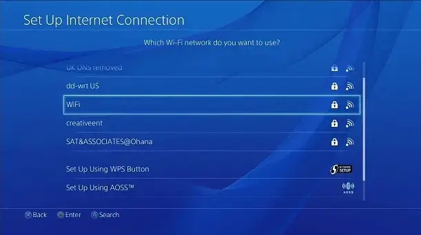 меню настройки wifi на ps5 выбор сети и ввод пароля