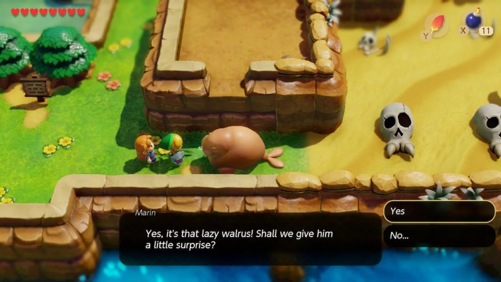 zelda links awakening геймплей на switch остров вид сверху