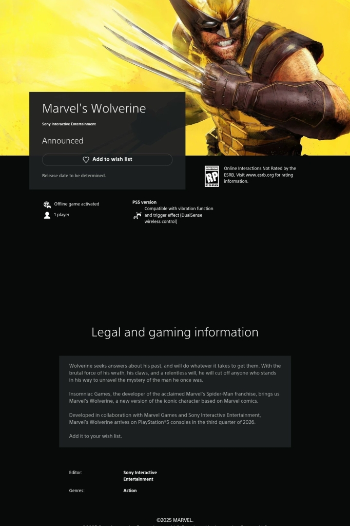 Marvel’s Wolverine окно релиза