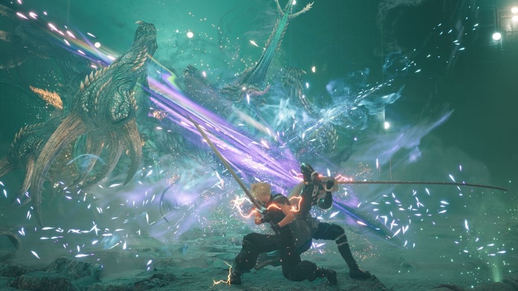 скриншот Final Fantasy VII Rebirth с Клаудом и открытой локацией