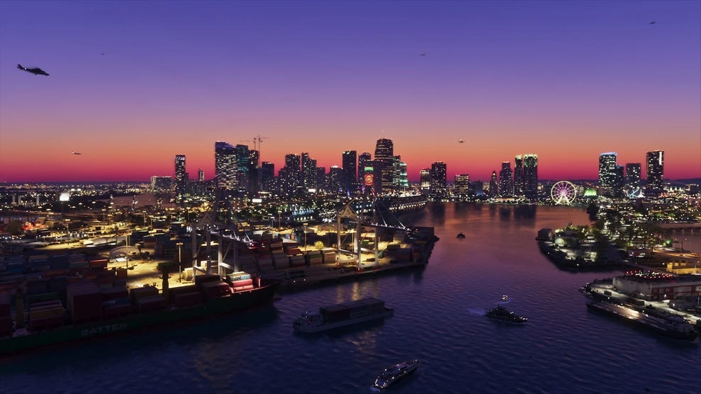 скриншот GTA 6 с улицами Vice City и главными героями