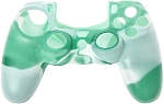 Силиконовый чехол для геймпада Sony DualShock 4 (камуфляж лайм белый/зелёный)