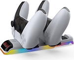 Зарядная станция DOBE для 2-х геймпадов Sony Dualsense RGB (белая) (TP5-3597)