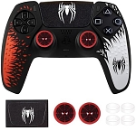 Силиконовый чехол для геймпада Sony DualSense Spider-Man (Чёрно-красно-белый) + 2 накладки на стики