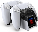 Зарядная станция DOBE для 2-х геймпадов Sony Dualsense (белая) (TP5-0523)