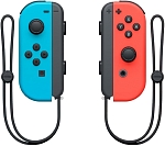 Два контроллера Joy-Con (неоново красного/неоново синего цвета) + док-станция и аксессуары + защитная плёнка