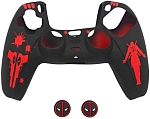 Силиконовый чехол для геймпада Sony DualSense Deadpool + 2 накладки на стики