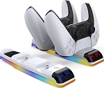 Зарядная станция DOBE для 2-х геймпадов Sony Dualsense RGB (белая) (TP5-3597)