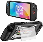 Защитный чехол с подставкой и кейсом для хранения картриджей Nintendo Switch 2 (Чёрный)