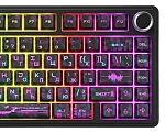 Клавиатура AULA F75 Neonight Cotton Candy бесшумные свитчи РУС, Чёрная
